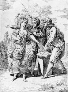 Kuvitus Jean-Jacques Rousseaun (1712-78) Le Devin du Village -kirjaan 1779